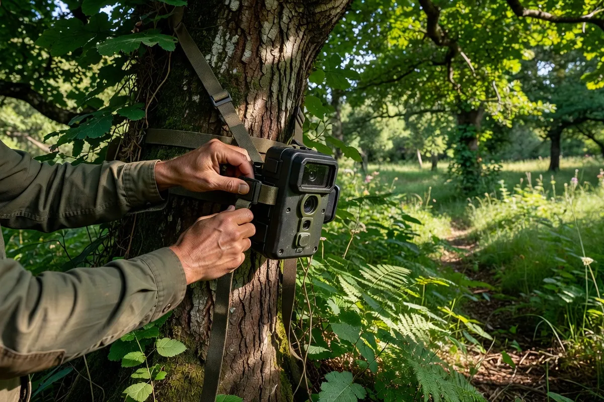 Garde de parc observant une vallée du Haut-Languedoc avec des jumelles
