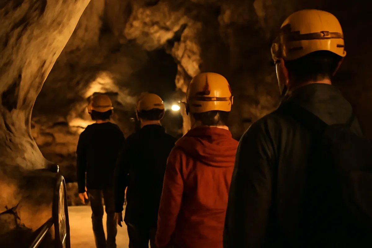 Détail de concrétions calcaires dans la grotte de Courniou