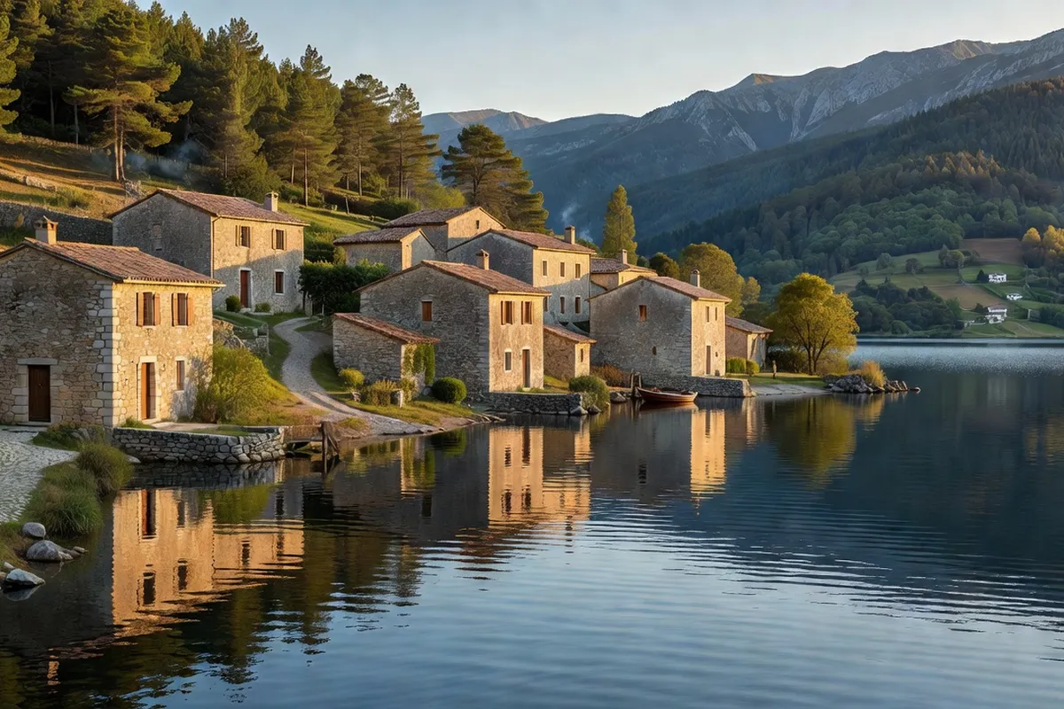 Vue de La Salvetat-sur-Agout entre village, eau et reliefs boisés